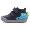 Kép 1/6 - Sötétkék DDStep első lépés fiú bőrcipő zöld 3D dínó tüskékkel és tépőzárral