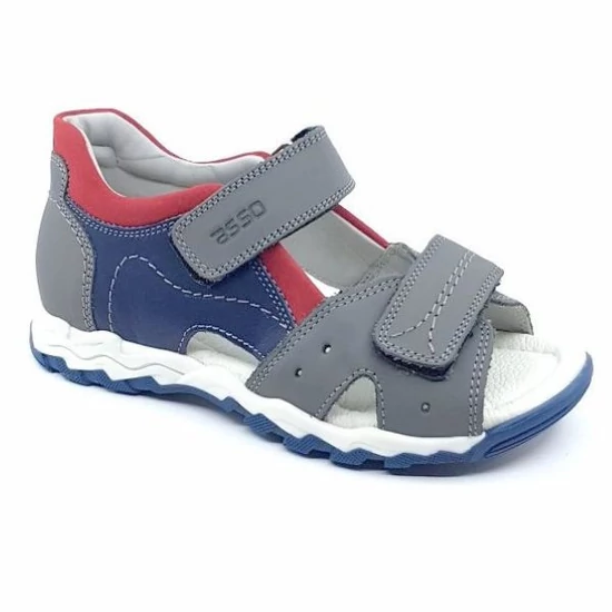 Asso tépőzáras kék-piros-szürke fiú szandál 32-es méret
