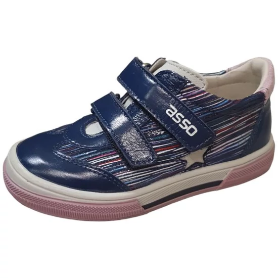 Asso kék lány cipő színes csíkozással 25-ös méret