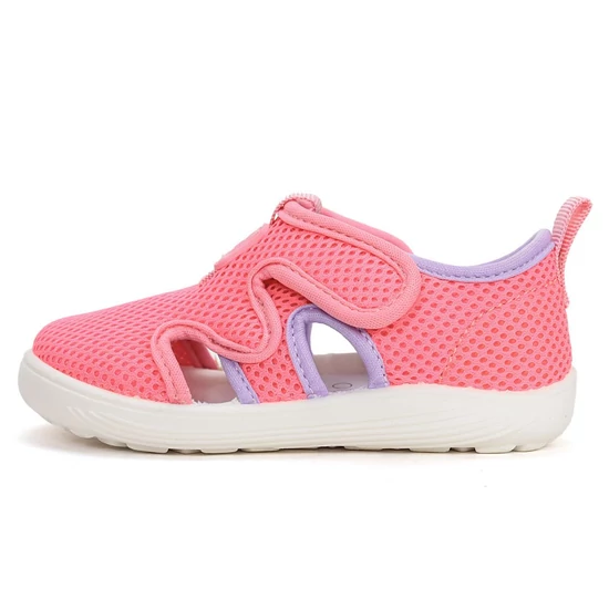 Neon pink és lila színű D.D.Step kislány gyorsan száradó hálós szandál tépőzárral és rugalmas fehér talppal