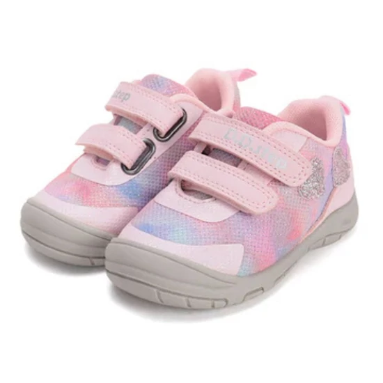 Rózsaszín D.D.Step kislány sportcipő ezüst csillogó szívecskékkel és dupla tépőzárral
