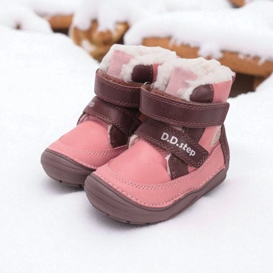 Rózsaszín és bordó DDStep téli lány bakancs meleg bundás béléssel
