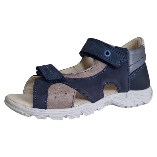 Linea fiú szandál kék–szürke színben, bőr felsőrésszel, 36–37 méretben