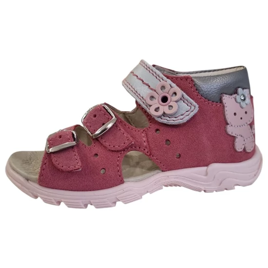 Mályva színű Linea magyar kislány szandál cica figurával és csatokkal