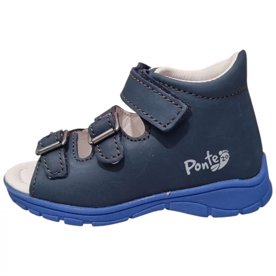 Sötétkék Ponte20 kisfiú supinált szandál élénkkék gumitalppal, két fémcsattal és tépőzárral