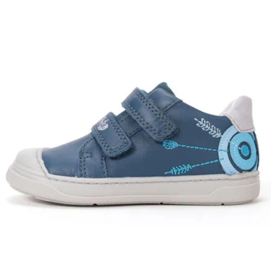 Sötétkék Ponte20 kisfiú szupinált cipő világoskék nyíl mintával és dupla tépőzárral
