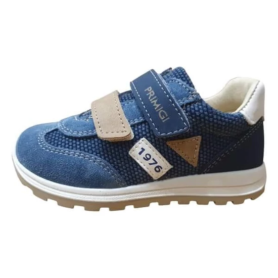 Primigi fiú félcipő, sötétkék, bézs részletekkel, tépőzáras