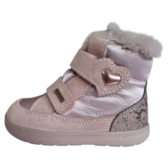Púderrózsaszín Primigi GORE-TEX kislány téli bakancs meleg bundás béléssel és szívecskés tépőzárral