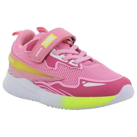 Pink és neon sárga Primigi lány világító sportcipő tépőzárral és fehér rugalmas talppal