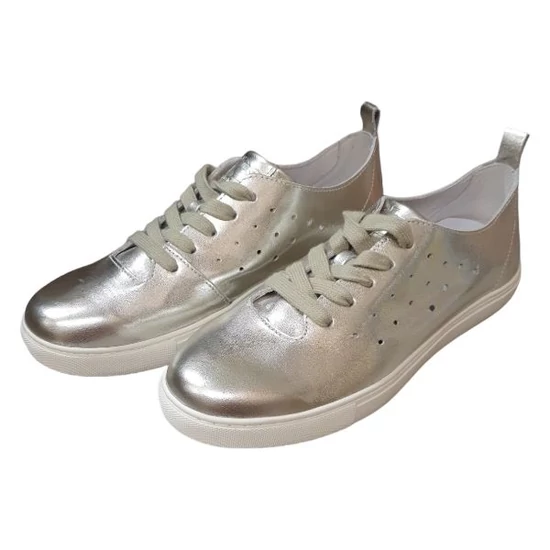 Fűzős lány - női ezüst cipő - Stitch&amp;Walk - 39-es méret