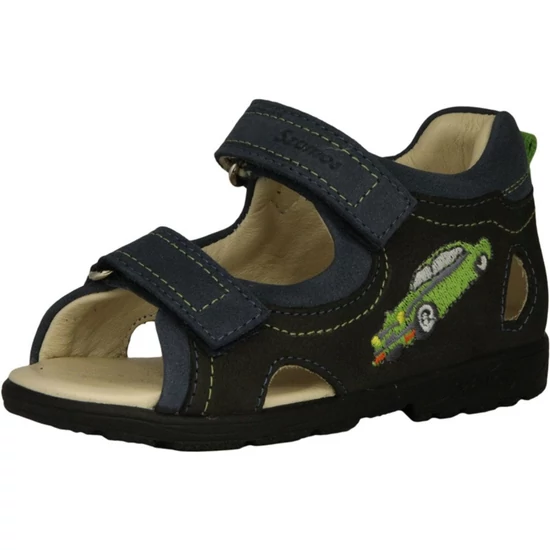 Antracit-kék sportos Szamos supinált kisfiú szandál dupla tépőzárral és kék díszítéssel