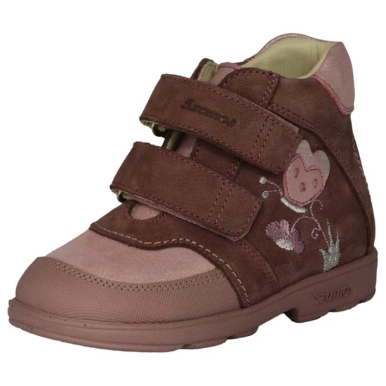 Mályva és rózsaszín Szamos supinált lány velúrbőr cipő szív alakú pillangó dísszel