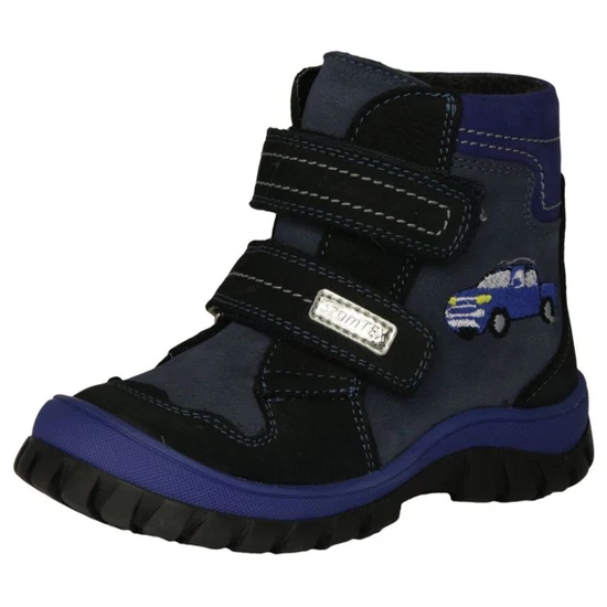 Sötétkék Szamos SzamTEX téli fiú bakancs autós hímzéssel és meleg béléssel (nem supinált)