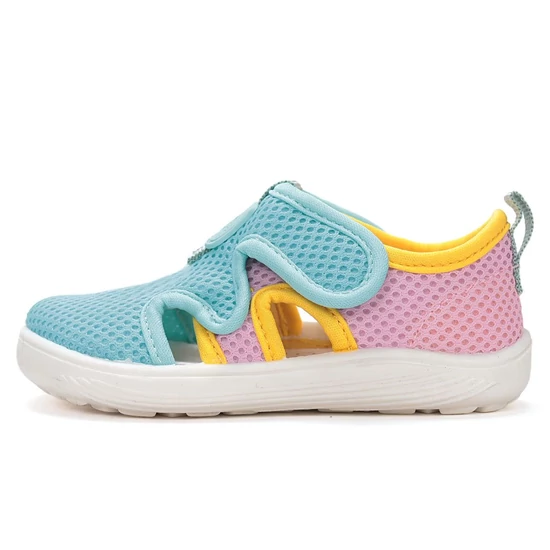 Mentazöld és mályva színű D.D.Step kislány barefoot technikai szandál sárga szegéllyel és hajlékony fehér talppal