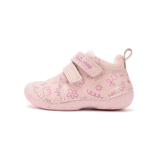 Rose gold és mintás D.D.Step kislány elsőlépés cipő dupla tépőzárral és hajlékony talppal