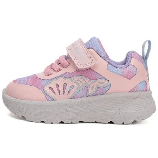 Sellőmintás pasztell rózsaszín és lila D.D. Step kislány sportcipő kagyló díszítéssel és tépőzárral