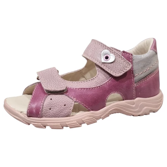 Mályva színű Linea lány bőrszandál virág dísszel 31-35-ös méretben