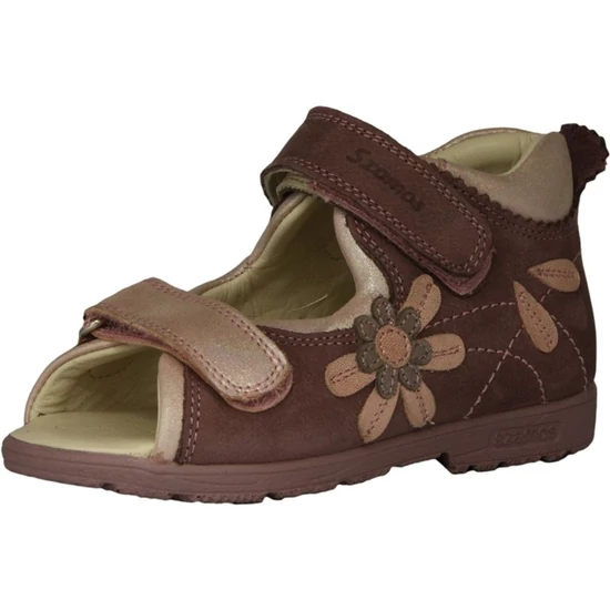 Mályva színű Szamos supinált kislány szandál hímzett virággal és csillogó rózsaszín tépőzáras pántokkal