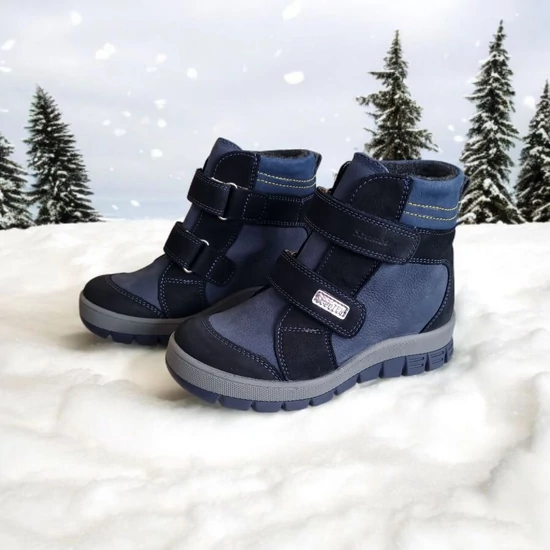 Sötétkék Szamos SzamTEX téli fiú bakancs meleg béléssel, 31-35 méret